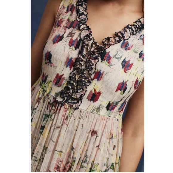 NWT Anthropologie Bhanuni by Jyoti Cydney Tiered Maxi Dress Beaded 2 Boho - Picture 8 of 14